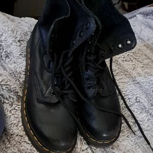 Dr. Martens Black Pascal Canvas High-Top Boots with Black Laces